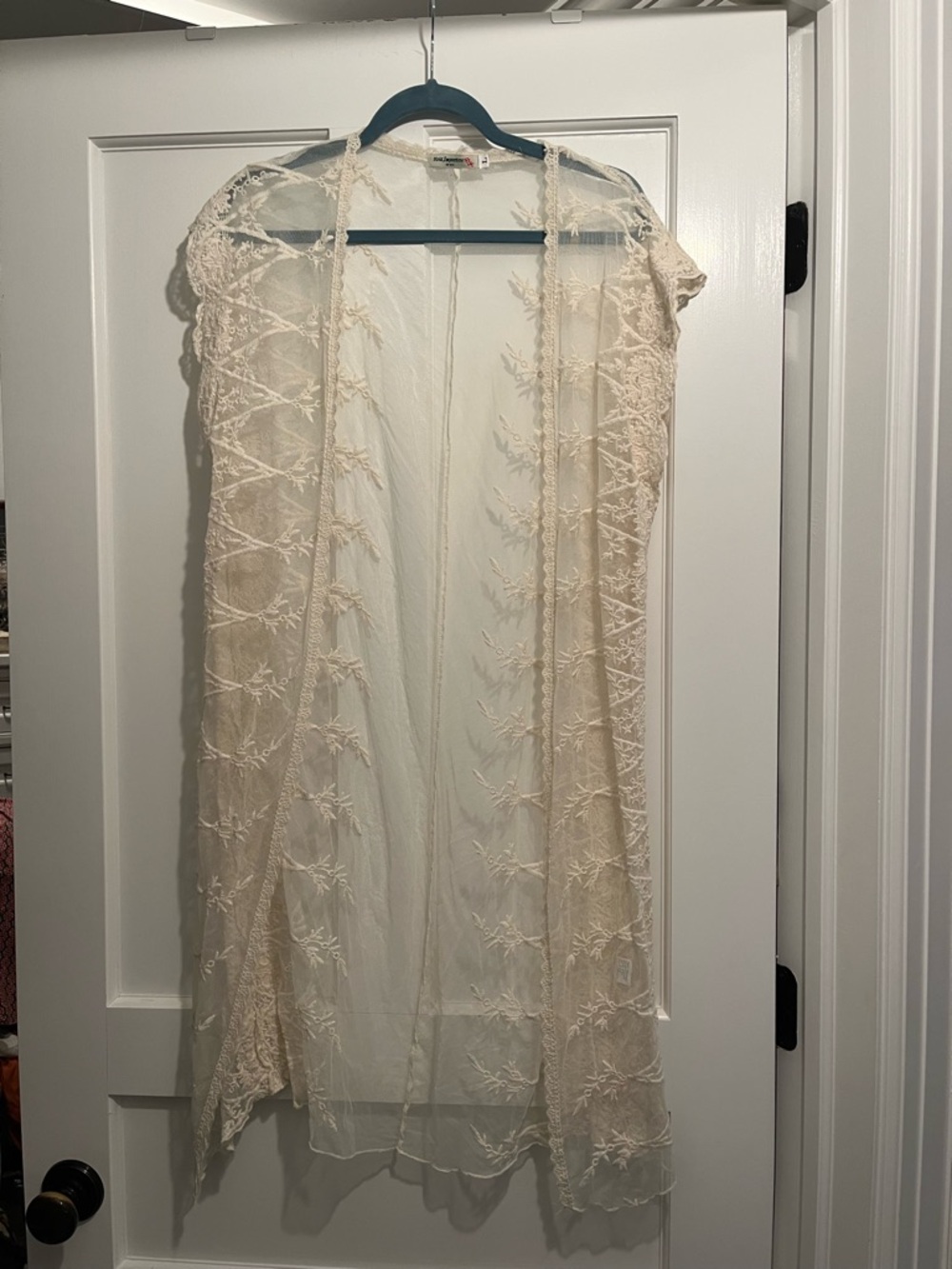 Vivid Importers of NY Long Lace Open Cardigan Cover Up LARGE